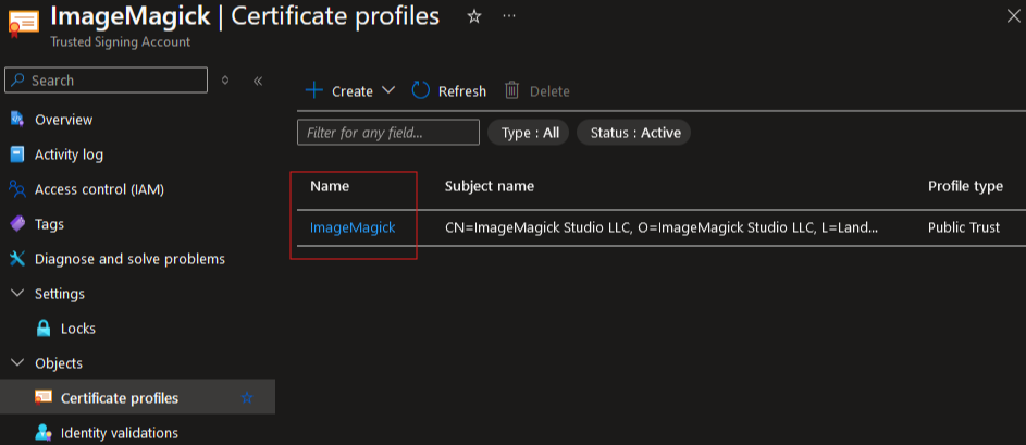 Certificate profiles