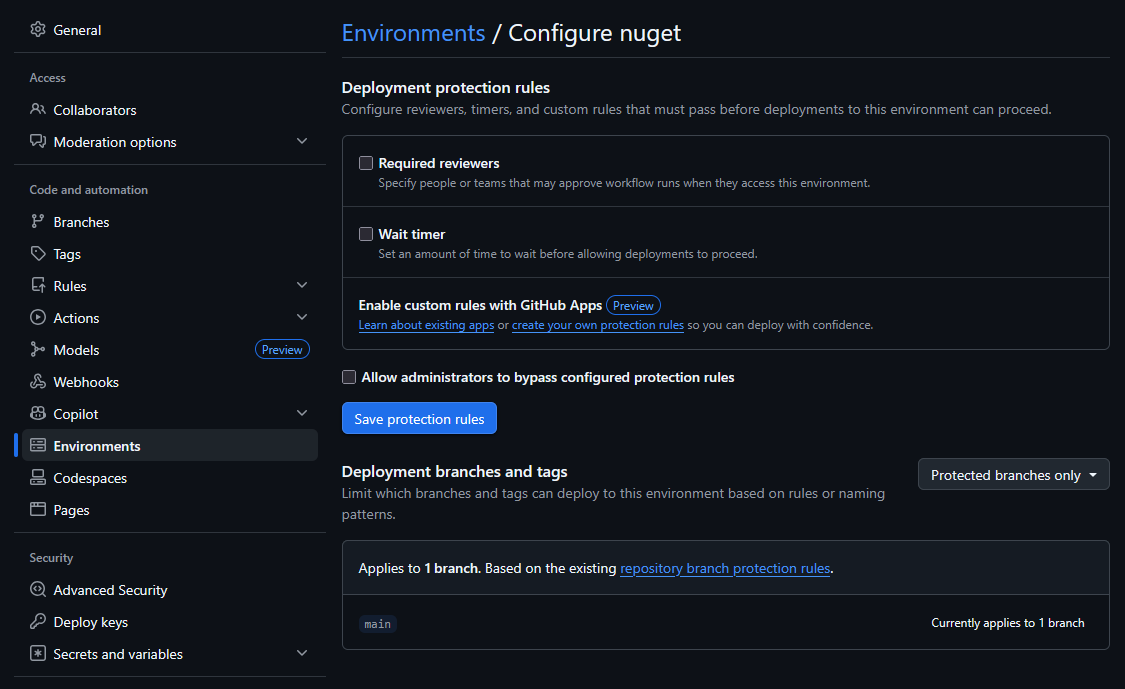 Configure GitHub Environment